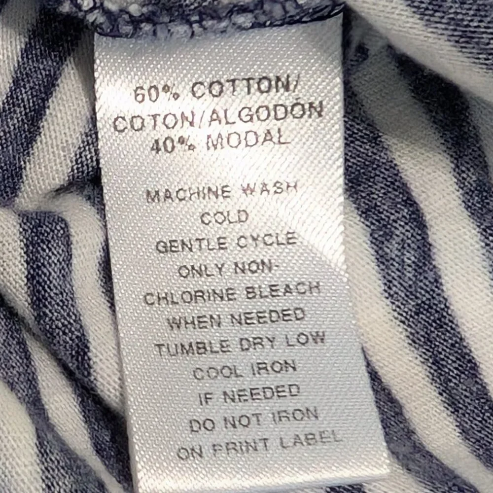 Ann Taylor Loft blue & white stripped sleeveless shirt with smocked neckline, - Picture 8 of 11